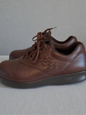 SAS Women's Free Time Walking Shoes Brown Leather Size 8.5 W Wide Comfort